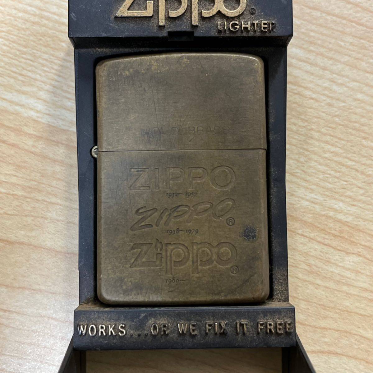 【TH0107】ZIPPO ジッポ SOLID BRASS ソリッドブラス ダブルイヤー 1932 1987 真鍮 ジッポ GOLDEN GATE BRIDGE 50YEARS ジッポー_画像1