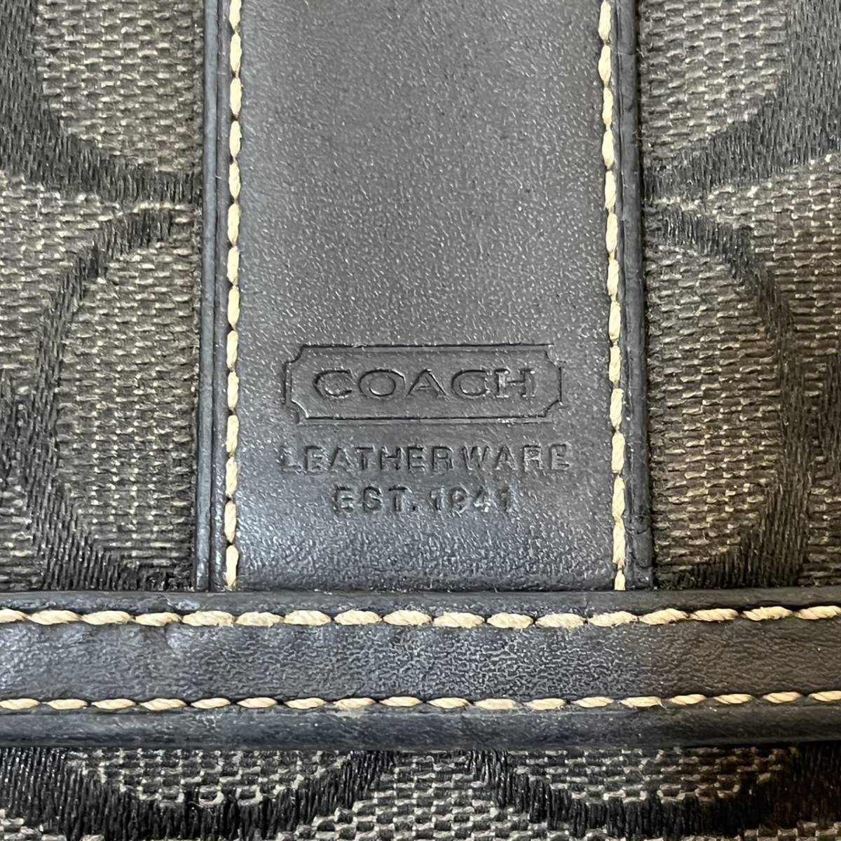 【TF0113】COACH コーチ シグネチャー 二つ折り長財布 ブラック系 黒 ウォレット メンズ レディース ブランド 札入れ 小銭入れ 中古品 _画像2