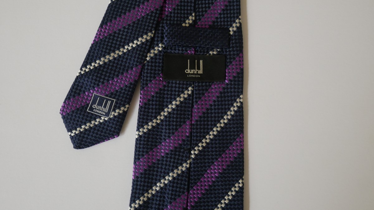 美品【DUNHILL LONDON ダンヒル(ワイドタイ)】USED ブランドネクタイ/m14-GG2-11-15_画像4