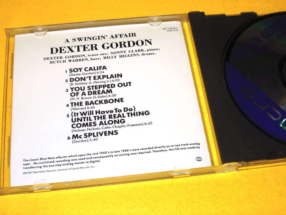 デクスター・ゴードン DEXTER GORDON CD A SWINGIN' AFFAIR ブルーノート BLUE NOTE ソニー・クラーク SONNY CLARK_画像3