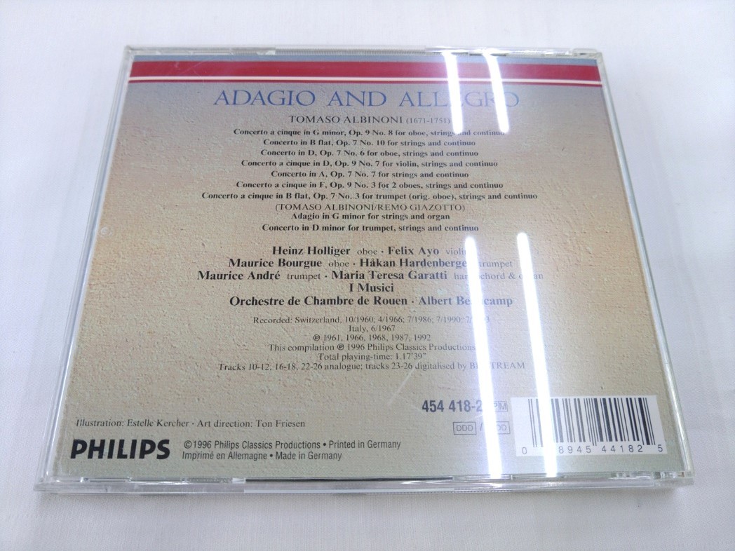 CD / ADAGIO AND ALLEGRO / ALBINONI・CONCERTOS / I MUSICI /【H54】/ 中古_画像2