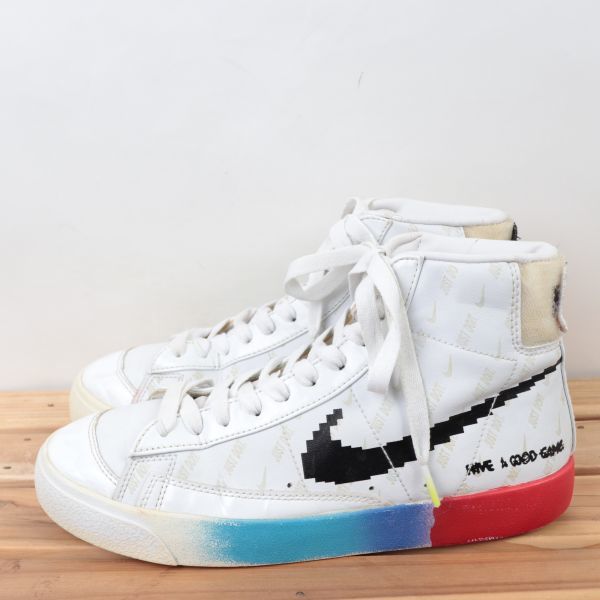 z9133a ナイキ ブレーザー ミッド US8.5 26.5cm/ホワイト系 NIKE BLAZER MID 77 VNTG HAVE A GOOD GAME ブレザー メンズ スニーカー 中古_画像4