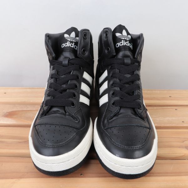 z9769 アディダス フォーラム ミッド US7 1/2 25.5cm/黒 ブラック 白 ホワイト adidas FORUM MID RS XL メンズ スニーカー 中古_画像2