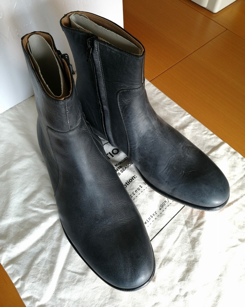 名作復刻◆未使用◆メゾンマルタンマルジェラ X H&M サイドジップ レザーブーツ 41 26cm 黒 グレー レプリカ Mould Effect Boot Margiela