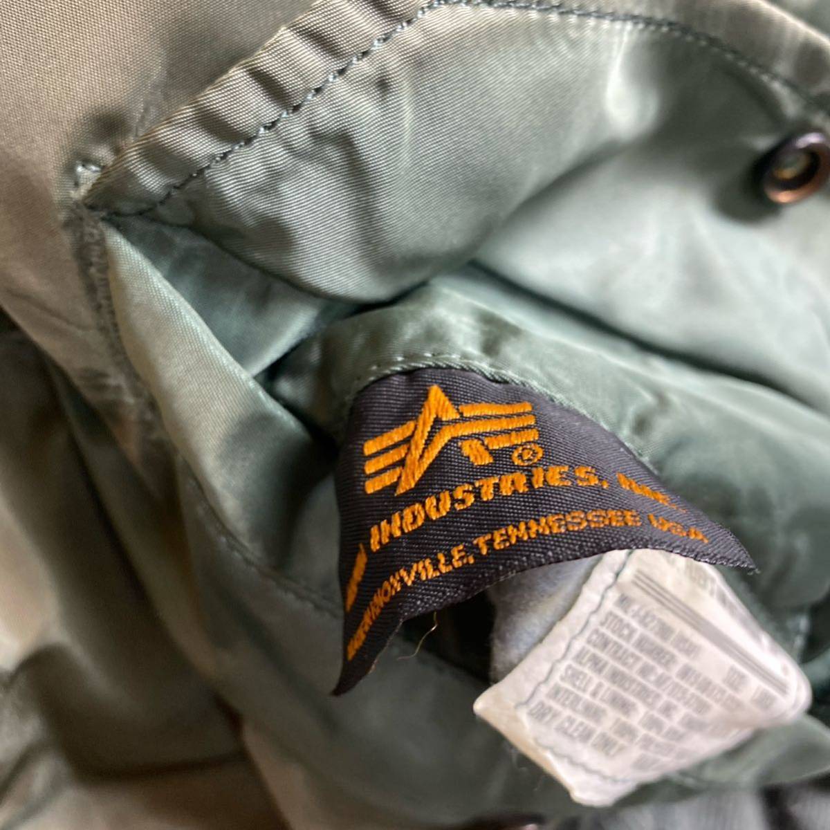 超希少 90s ALPHA INDUSTRIES アルファインダストリーズ MA-1 フライトジャケット リバーシブル USA生 ミリタリー カーキ オレンジ Lサイズ_画像4