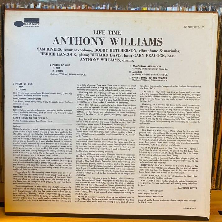 Anthony Williams Life Time Blue Note BST-84180/BLP-4180 US盤 Herbie Hancock Bobby Hutchersonの画像2