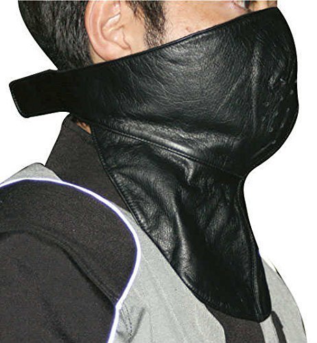  бесплатная доставка # защищающий от холода маска кожа лицо утеплитель [ черный ] натуральная кожа маска для лица вентиляция дыра есть кожа защита горла "neck warmer" 