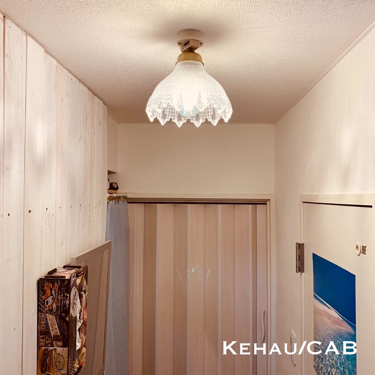 天井照明 Kehau/CAB シーリングライト ガラスシェード E26ソケット 真鋳古色 LED照明 間接照明 シャビー 送料込