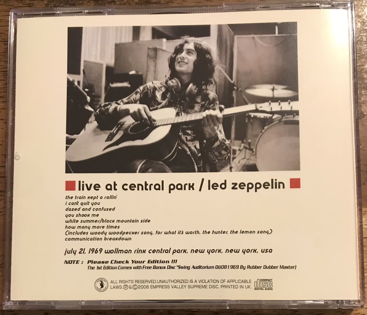 Led Zeppelin レッドツェッペリン ■ Live At Central Park (2CD) Empress Valley Supreme Disc / 歴史的名盤_画像2