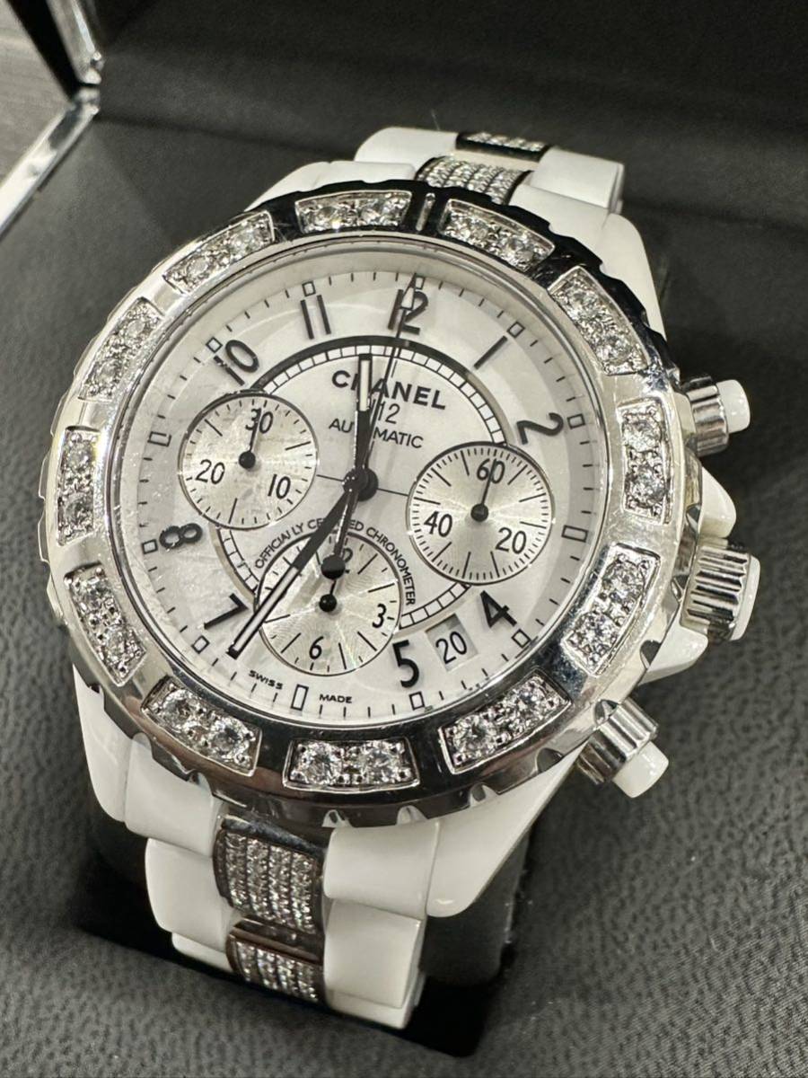 フルアフター　CHANEL J12 41ミリクロノ　アフターベゼル　ベルト　白　高級メンズ腕時計　自動巻　H1007 1スタ　純正ベゼルベルト別途販売_画像2