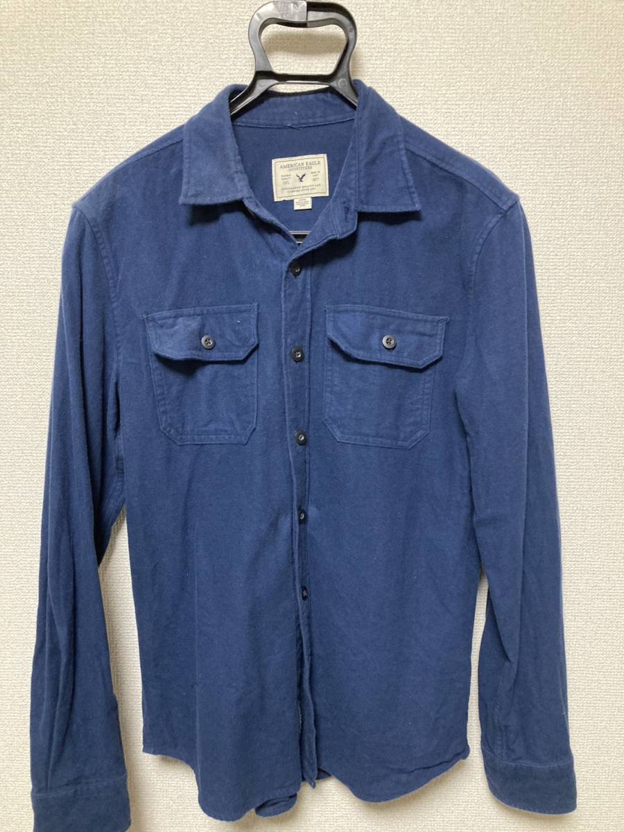 ☆AMERICAN EAGLE(アメリカンイーグル) 男性用長袖シャツ コットン100％ ネイビー サイズ：US/EU S(おそらくM～Lくらい）訳アリ☆