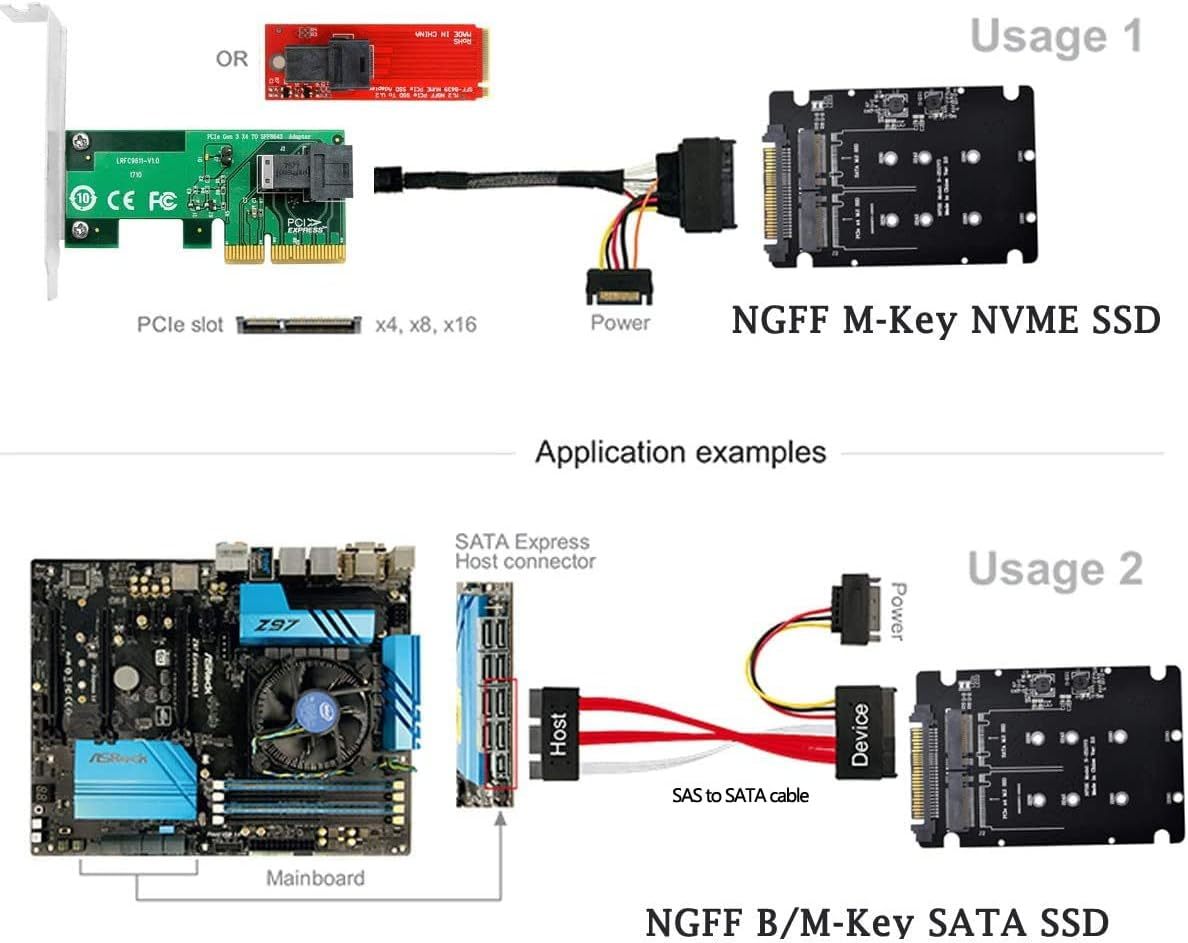SATA M.2 SSD to SAS & NVMe M.2 NGFF SSD to U.2 SFF-8639 変換 アダプター _画像4