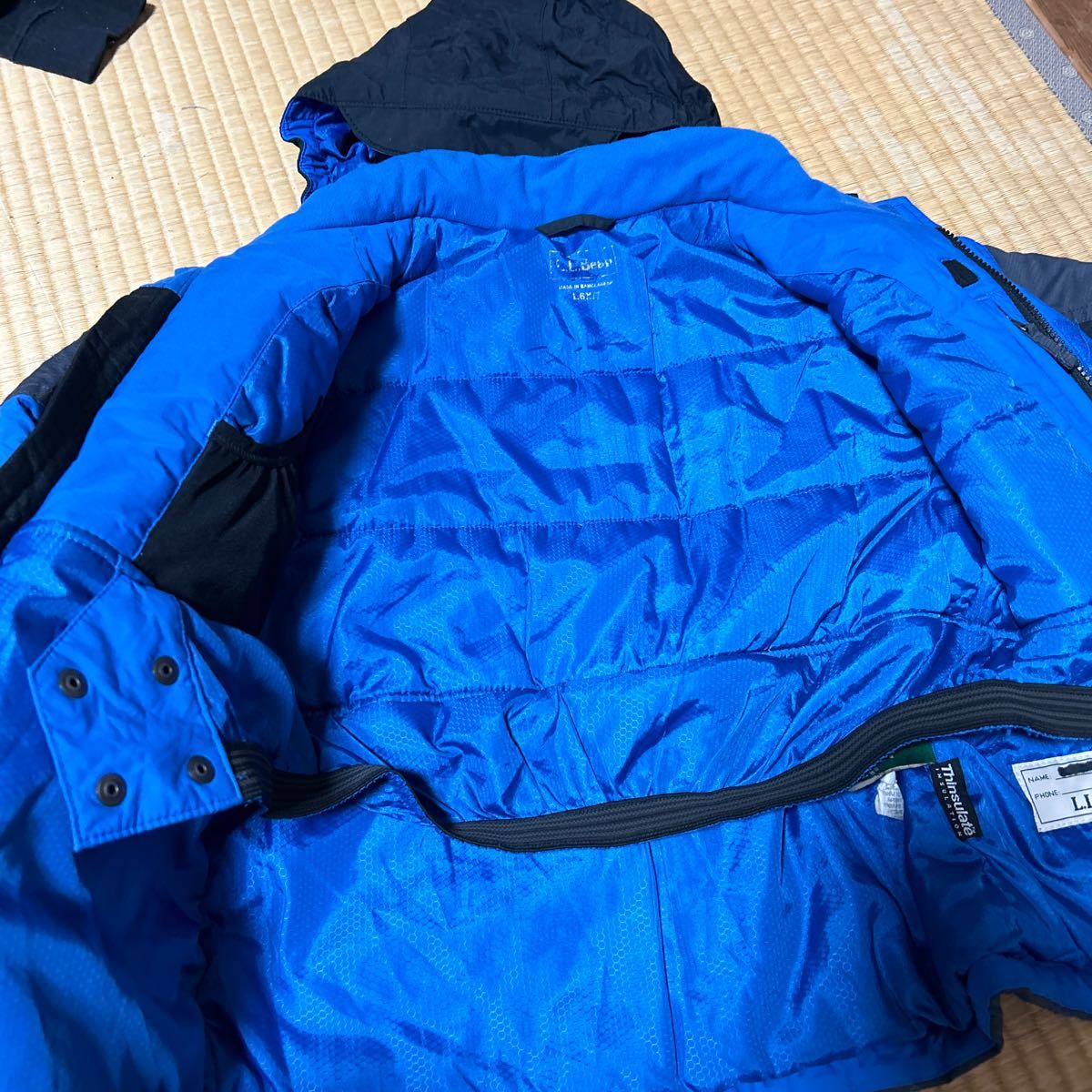 LLBean黒×青色ジャンパーコートマウンテンパーカー アウトドア ジャケット L6X/7サイズ130くらい？2wayポケットあります。登山ハイキング_画像3