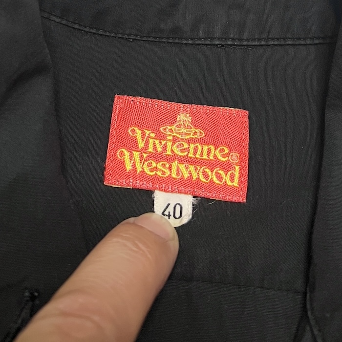 【送料無料】レア 90s Vivienne Westwood 旧赤タグ ポインテッドカラー ハイネック ブラウス vintage 古着 オーブ刺繍_画像8