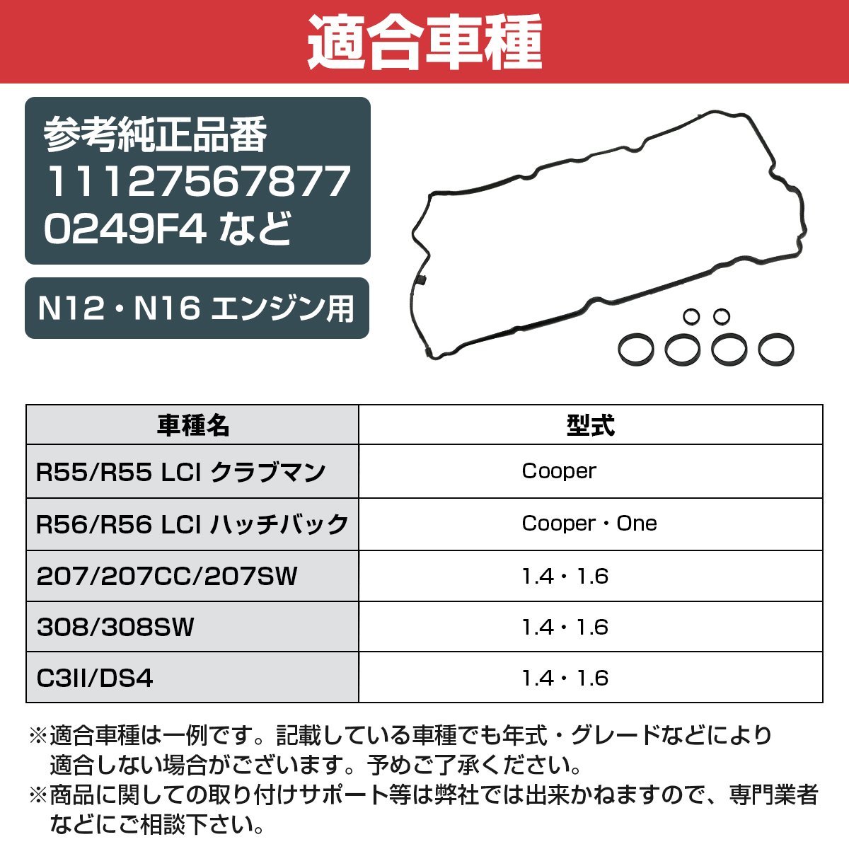 【送料無料】シリンダーヘッドカバーガスケット プジョー 207 308 508 3008 5008 シトロエン 0249F4 11127567877 タペットカバー パッキン_画像5