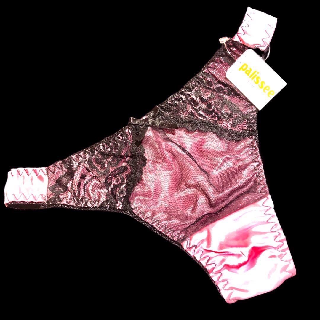 光沢 Tバックショーツ サテン つるつる ショーツ サテン 下着  tバツク下着 ピンク ＭＬサイズ エメフィール系の画像3