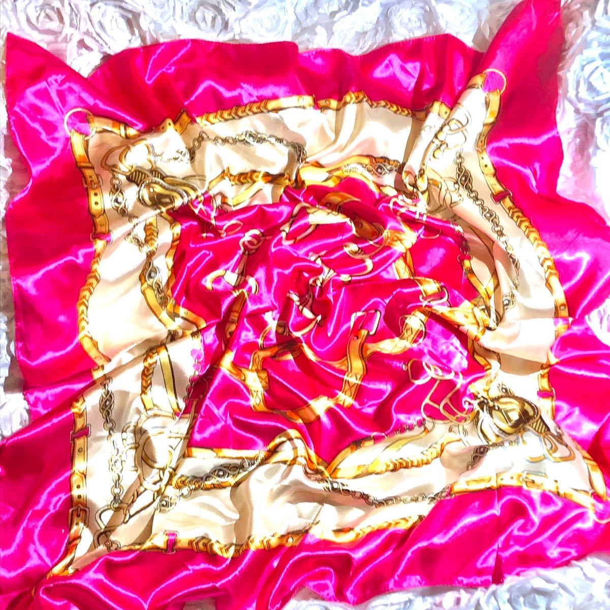 *.... super .... satin sparkle lustre a little over satin scarf largish 90cm Kiyoshi . woman equipment lady`s woman teacher acceptance .OL CA costume play clothes fechi rare 