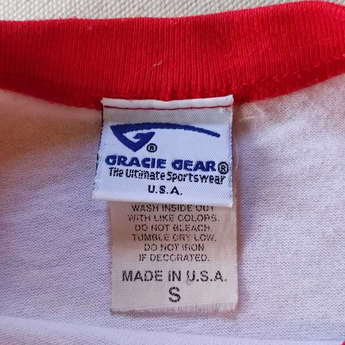 グレイシー 柔術 GRACIE GEAR オフィシャル BB Tシャツ 腕ひしぎ逆十字 3/4袖 ホワイト/レッド Sサイズ USA製 1980s ヴィンテージ KANJI_画像4