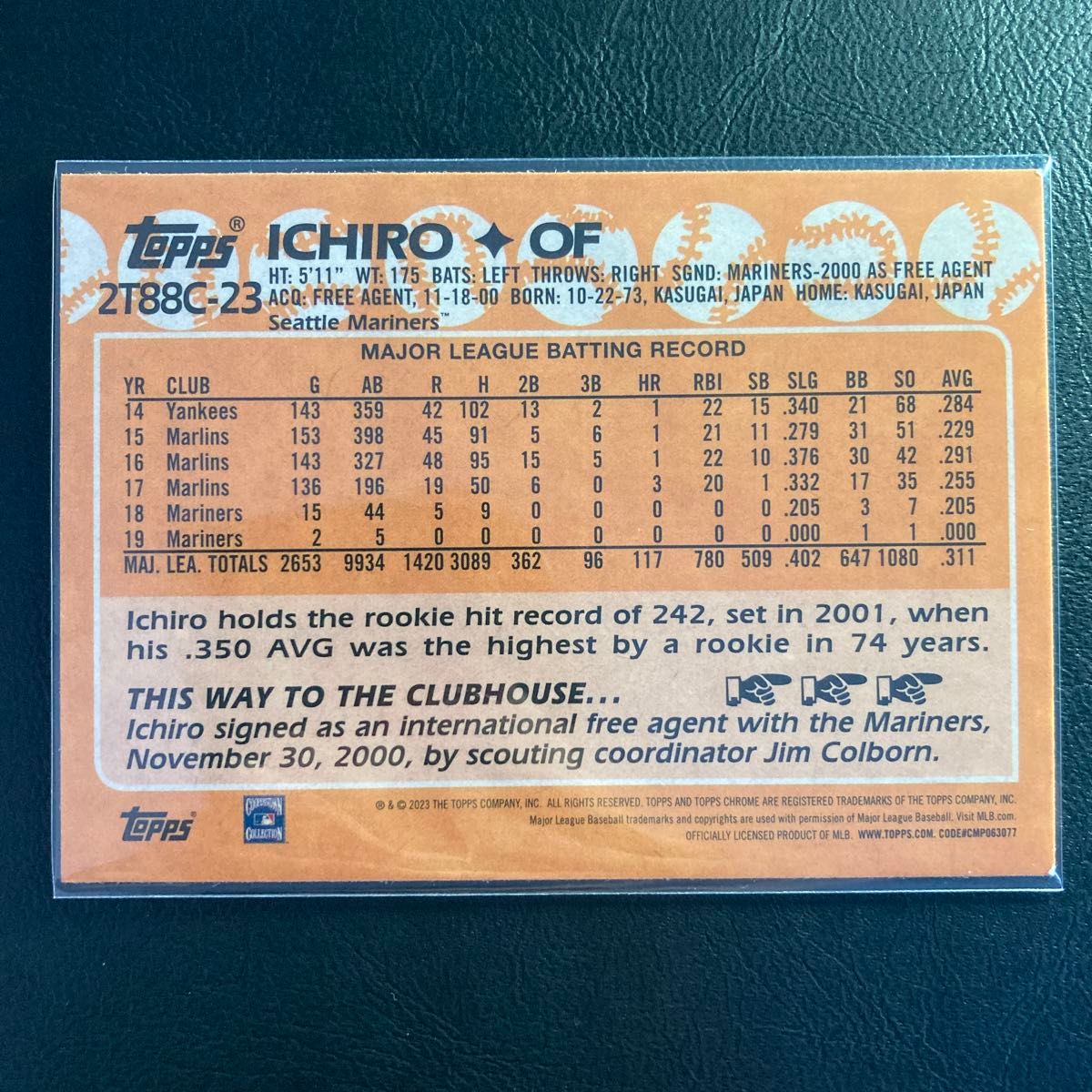 野球　カード　MLB　マリナーズ　イチロー　topps chrome　レアカード