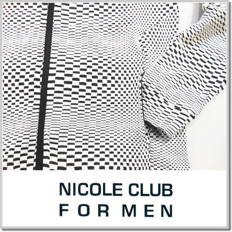 ニコルクラブフォーメン NICOLE CLUB FOR MEN ジオメトリックジャガードフードパーカー 4164-9902-91(BLACKxWHITE)-48(L) Zipパーカー_画像4