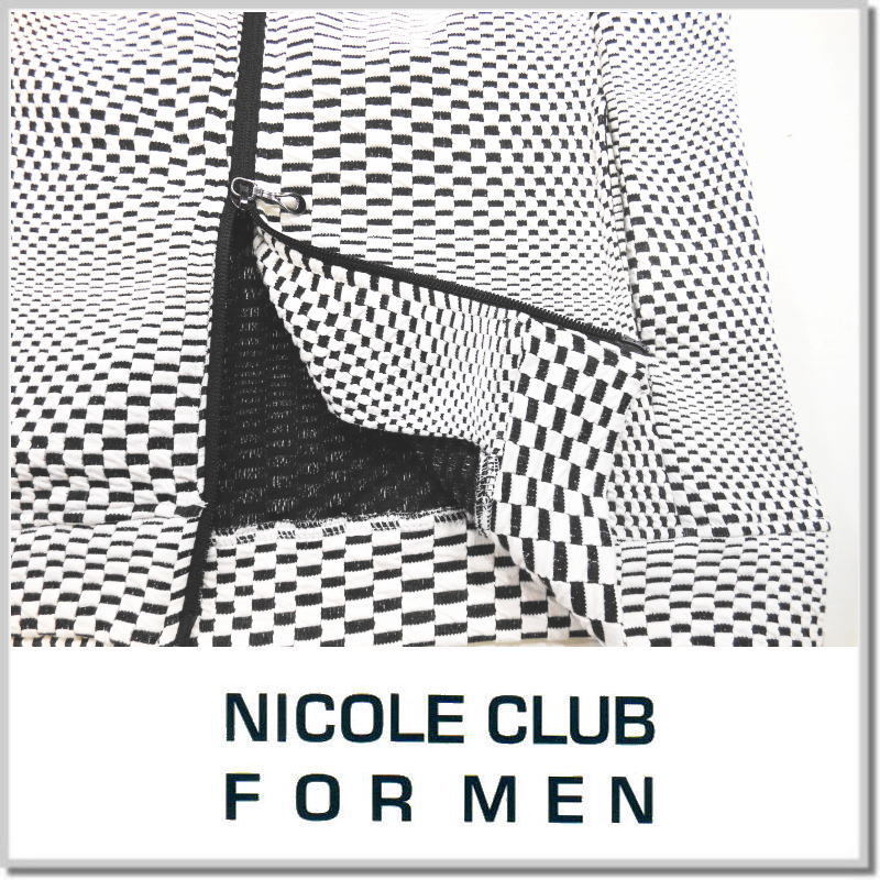 ニコルクラブフォーメン NICOLE CLUB FOR MEN ジオメトリックジャガードフードパーカー 4164-9902-91(BLACKxWHITE)-48(L) Zipパーカー_画像5