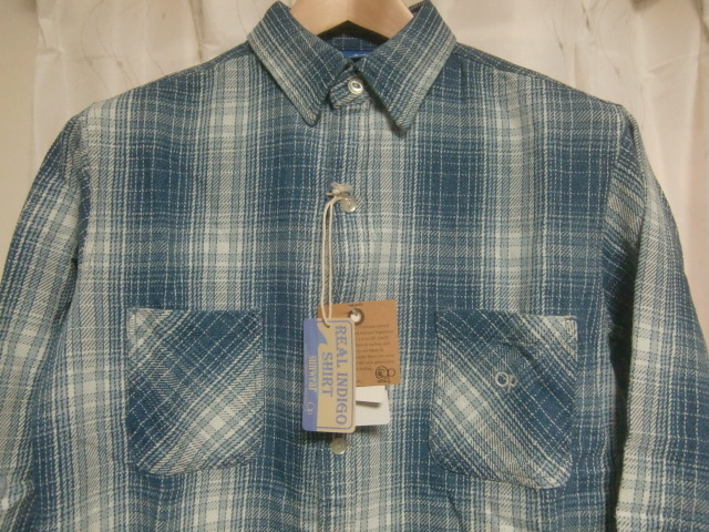 【未使用】★OP Ocian Pcific Sun Wear Mens INDIGO shirt BLUE sizeM/オーピー インディゴ染め メンズ ワークシャツ ブルー Mサイズ★の画像2