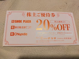 送料63円★チヨダ株主優待★20%OFF1枚★東京靴流通センター★シュープラザ★SHOE PLAZA★2024年5月末まで★複数枚対応★画像をご確認下さい_画像1