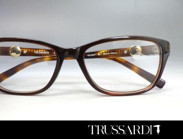 TRUSSARDI◆トラサルディ【メガネフレーム TR12537】新品 ブラウン◆ハンドメイド◆専用ケース付◆眼鏡/めがね_画像2