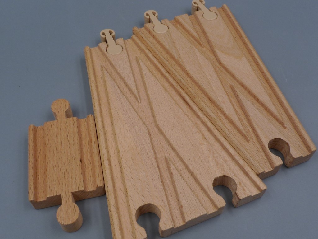 木製玩具 木製レール 分岐線路 凸⇔凸 凸2⇔凹1 凸1⇔凹2 3点セット 木のおもちゃ BRIO イケア LILLABO ブリオ 各社互換性