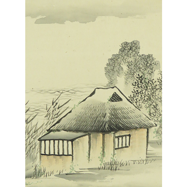 B4091 真作 熊谷直彦 肉筆絹本淡彩 山郷図 掛軸日本画家 広島藩 B4091 真作 熊谷直彦 肉筆絹本淡彩 山郷図 掛軸日本画家 広島藩