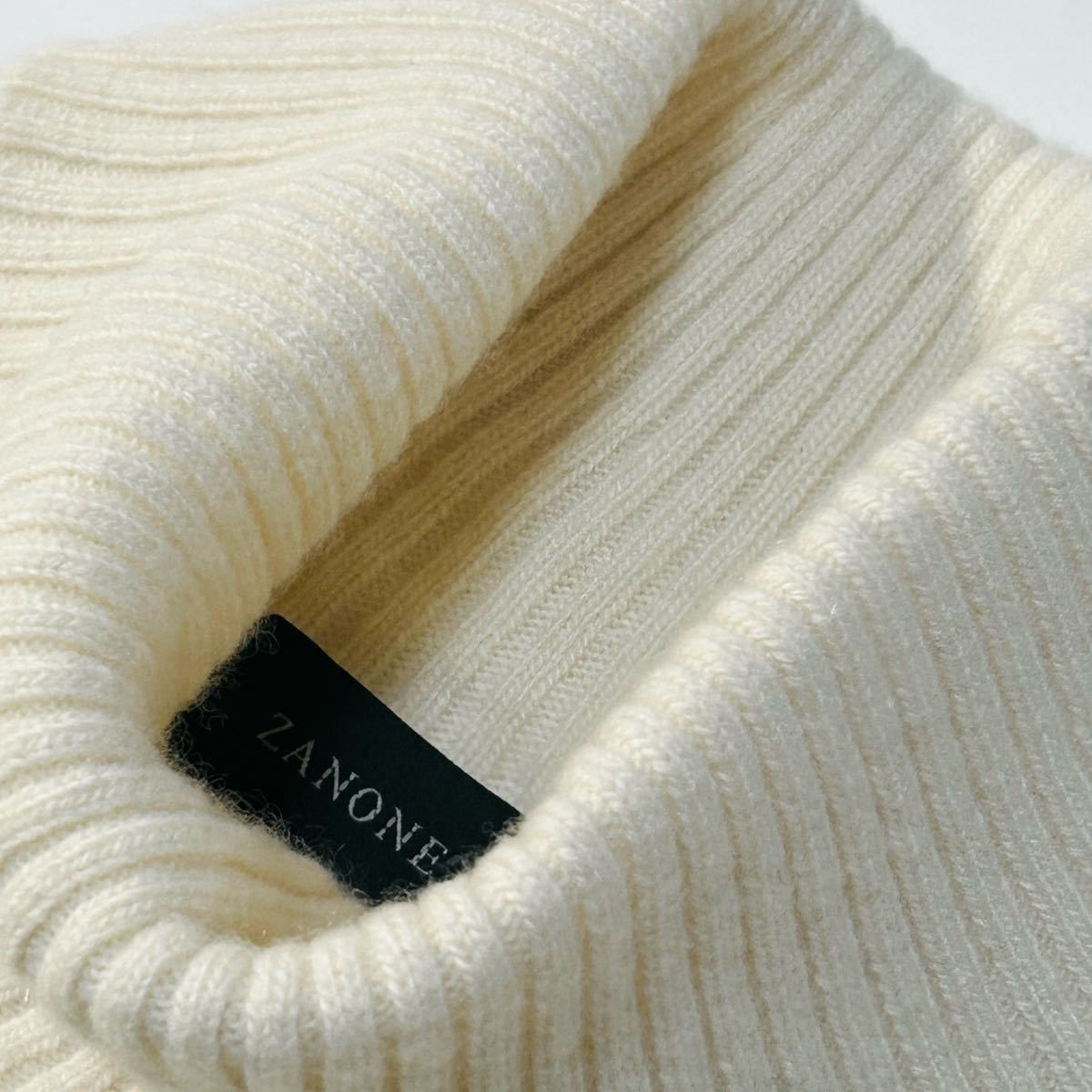 【ZANONE】BEIGE TURTLE NECK SWEATER ザノーネ 定価6.9万 バージンウールカシミヤ タートルネックセーター 伊製 ミドルゲージニット_画像4