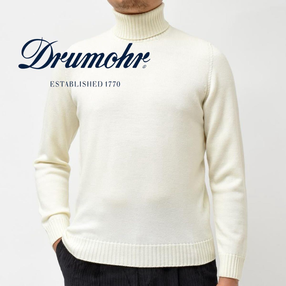 【Drumohr】 Merino Wool Turtleneck Sweaterドルモア 定価3.9万 イタリア製 メリノウール 8ゲージタートルネックニット セーター 48_画像9