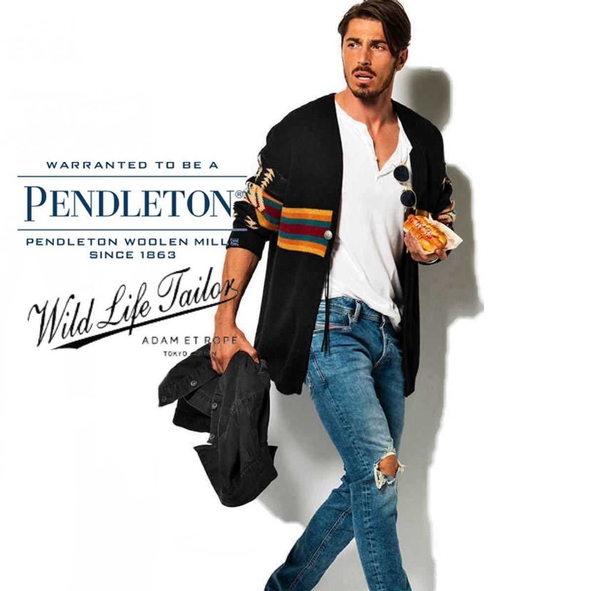 【PENDLETON for Wild Life Tailor】Safari掲載◎!!ワイルドライフテーラー ペンドルトン別注 トッパーカーディガン Harding柄ニットガウン_画像10