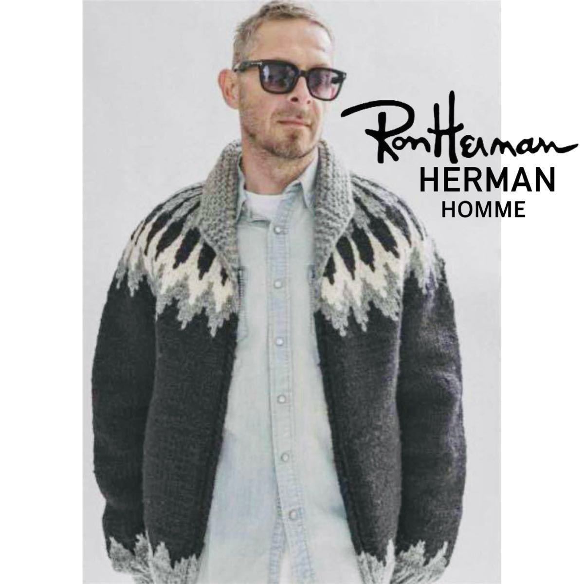 【HERMAN HOMME for Ron Herman】稀少◎!!定価7.0万 RHC ロンハーマン ハーマンオム別注 カウチンニットジャケット カナディアンセーター_画像10