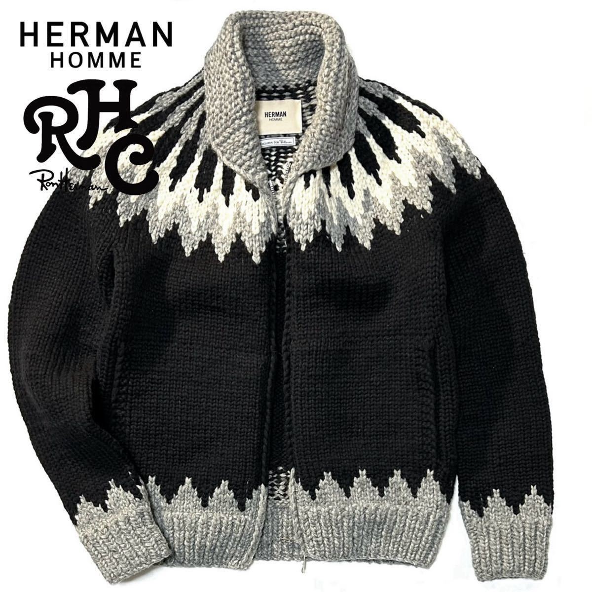 【HERMAN HOMME for Ron Herman】稀少◎!!定価7.0万 RHC ロンハーマン ハーマンオム別注 カウチンニットジャケット カナディアンセーター_画像2