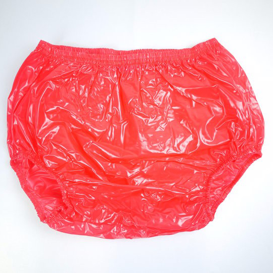 S размер * половина прозрачный красный *PVC для взрослых непромокающие трусики * водонепроницаемый брюки | соль . винил | soft винил 