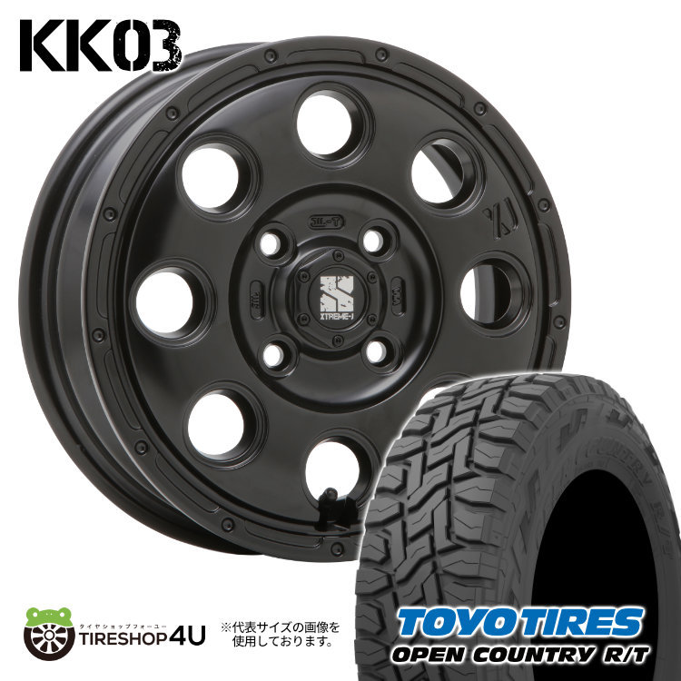 4本セット XTREME-J KK03 12x3.50B 4/100 +45 SBK TOYO OPEN COUNTRY R/T 145/80R12 ブラックレター 軽トラ キャリー 軽バン アトレー_画像1