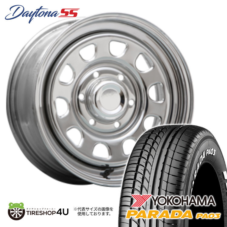 4本セット MLJ DAYTONA SS 16x7.0J 6/139.7 +38 CR YOKOHAMA PARADA PA03 215/65R16 ホワイトレター ハイエース 200系_画像1