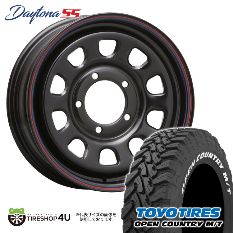 4本セット MLJ DAYTONA SS 16x6.0J 5/139.7 +0 BK TOYO OPEN COUNTRY M/T 225/75R16 WL ジムニーシエラ JB74 JB43 W_画像1