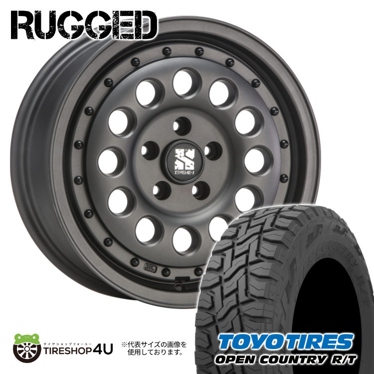 4本セット XTREME-J RUGGED 16x6.5J 5/114.3 +32 GBK TOYO OPEN COUNTRY R/T 215/70R16 ブラックレター デリカD5_画像1