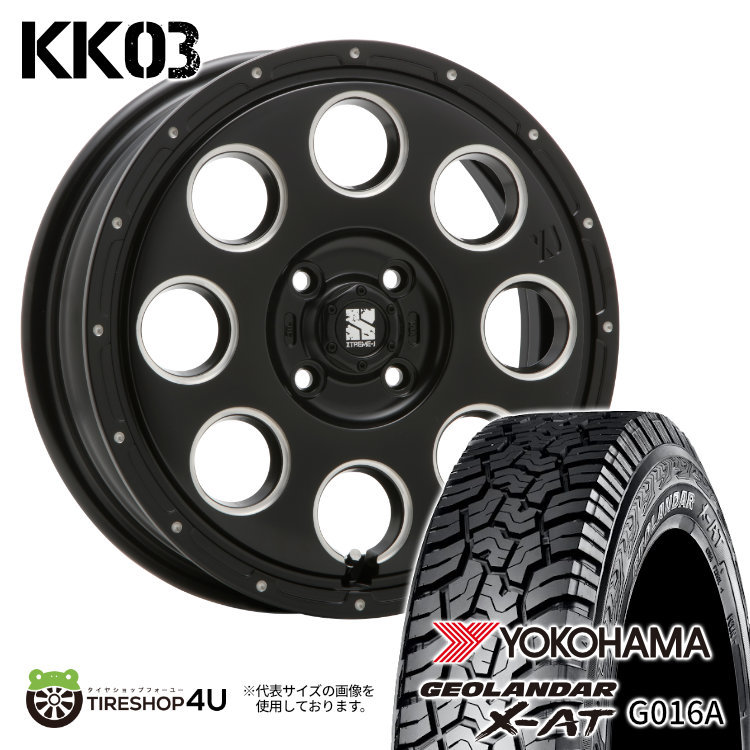 4本セット XTREME-J KK03 15x4.5J 4/100 +45 SBM YOKOHAMA GEOLANDAR X-AT G016A 165/60R15 ブラックレター デリカミニ ハスラー_画像1