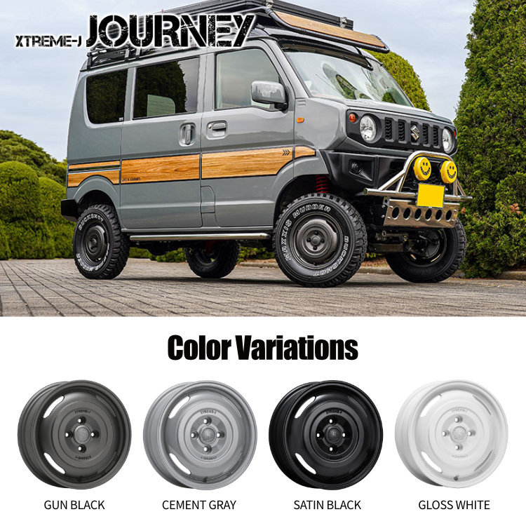 4本セット JOURNEY ジャーニー 14x4.5J 4/100 +43 GB MUDSTAR マッドスター ラジアル A/T 165/65R14 WL デリカミニ ハスラー 軽自動車_画像3