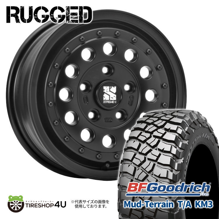 4本セット XTREME-J RUGGED 16x6.5J 5/114.3 +32 SBK BFG マッドテレーン T/A KM3 235/70R16 BL デリカD5_画像1