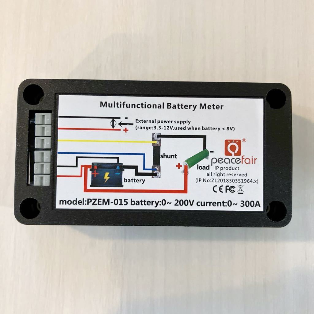 DCデジタル電圧計電流計【PZEM-015】 9 in 1電気用モニター DC 0-200V 300A LCD表示デジタル電圧電流エネルギー計 300Aシャント付き_画像2