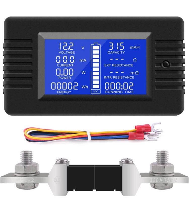 DCデジタル電圧計電流計【PZEM-015】 9 in 1電気用モニター DC 0-200V 300A LCD表示デジタル電圧電流エネルギー計 300Aシャント付き_画像10