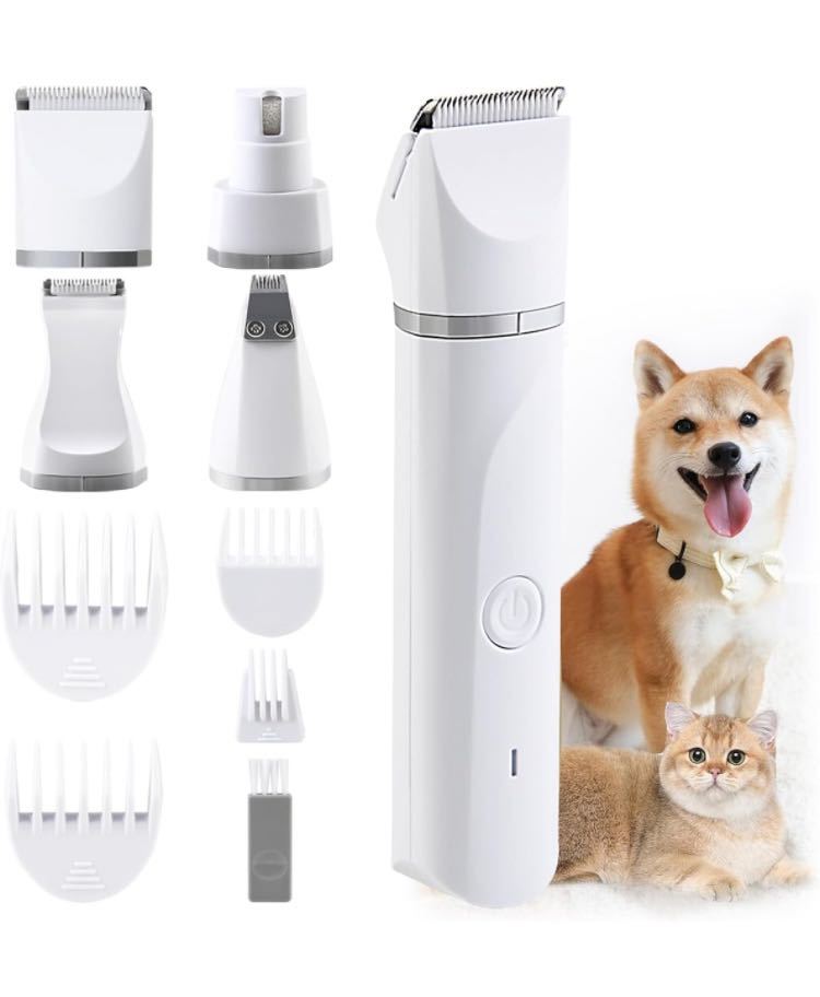 Skiliwah 犬バリカン 全身 猫バリカン 4 in 1 多機能 ペット用電動トリマー 足裏 耳裏 顔周り お尻周り 毛取り IPX7防水 低騒音 USB充電_画像6