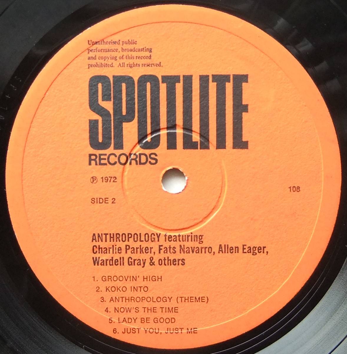 ◆ FATS NAVARRO - CHARLIE PARKER / Anthropology ◆ Spotlite 108 (England) ◆_画像5