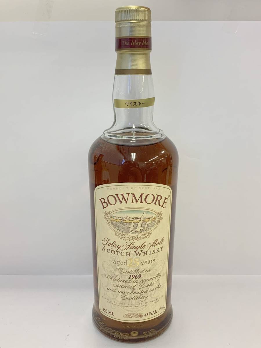 C423-I57-1146 未開栓 BOWMORE ボウモア 25年 1969 カモメラベル スコッチ ウイスキー 750ml 43% 箱付き ⑥_画像2