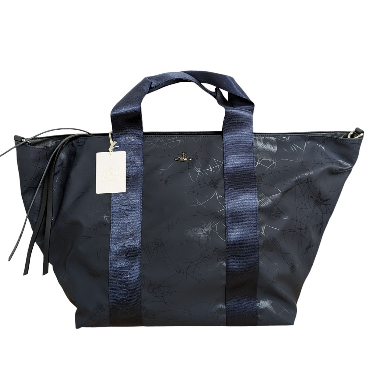 新品 ヴィヴィアンウエストウッド Vivienne Westwood トートバッグ 2wayバッグ ファーレルニッサ オーブ ORB ネイビー レディース 牛革