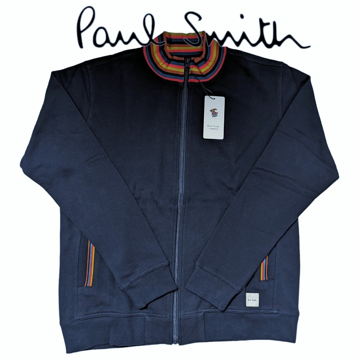  новый товар Paul Smith Paul Smith Zip выше тренировочный L художник полоса ребра color line мужской темно-синий 